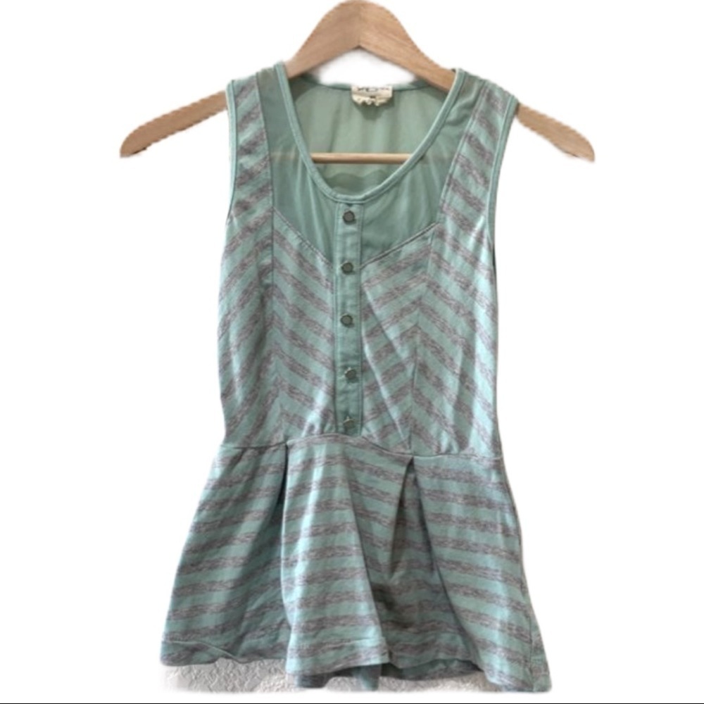 SLEEVELESS Peplum Blouse Top UO Chevron Striped XS
